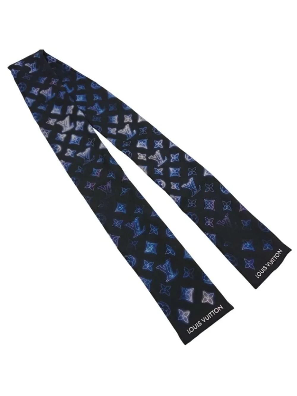 Louis Vuitton Monogram Manahi Bandeau Scarf Black Silk